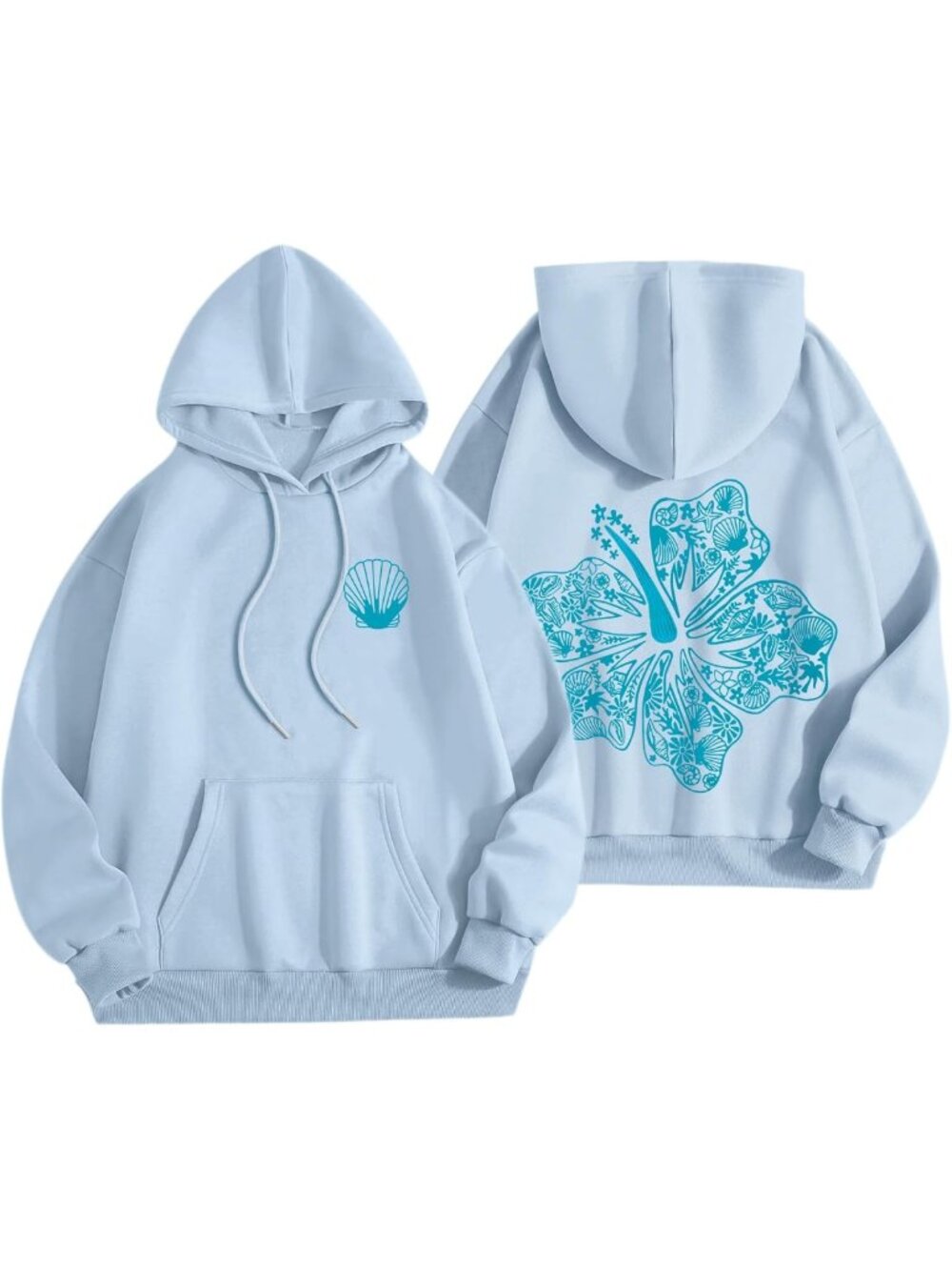 Cute Pink Flower Hoodie - Aesthetic Preppy Hawaiian Hibiscus Pullover Sweatshirt